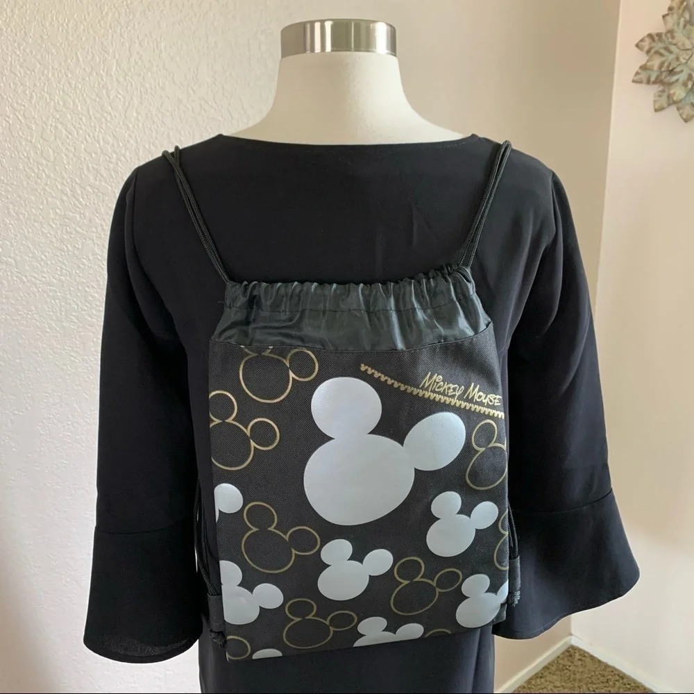 Disney Mickey Mouse Black Gold Silver Backpack